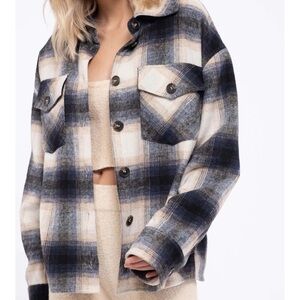 Thread & Supply Plaid Blue and Cream Women's Jacket